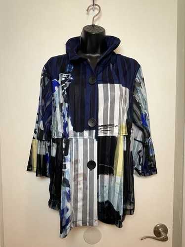 Damee Mesh Abstract Patterned sheer Button-Up Jac… - image 1