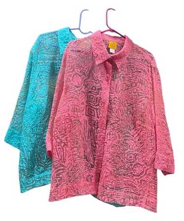 2 Ruby Red Layering 2 Women’s Sheer Button-Up Top… - image 1