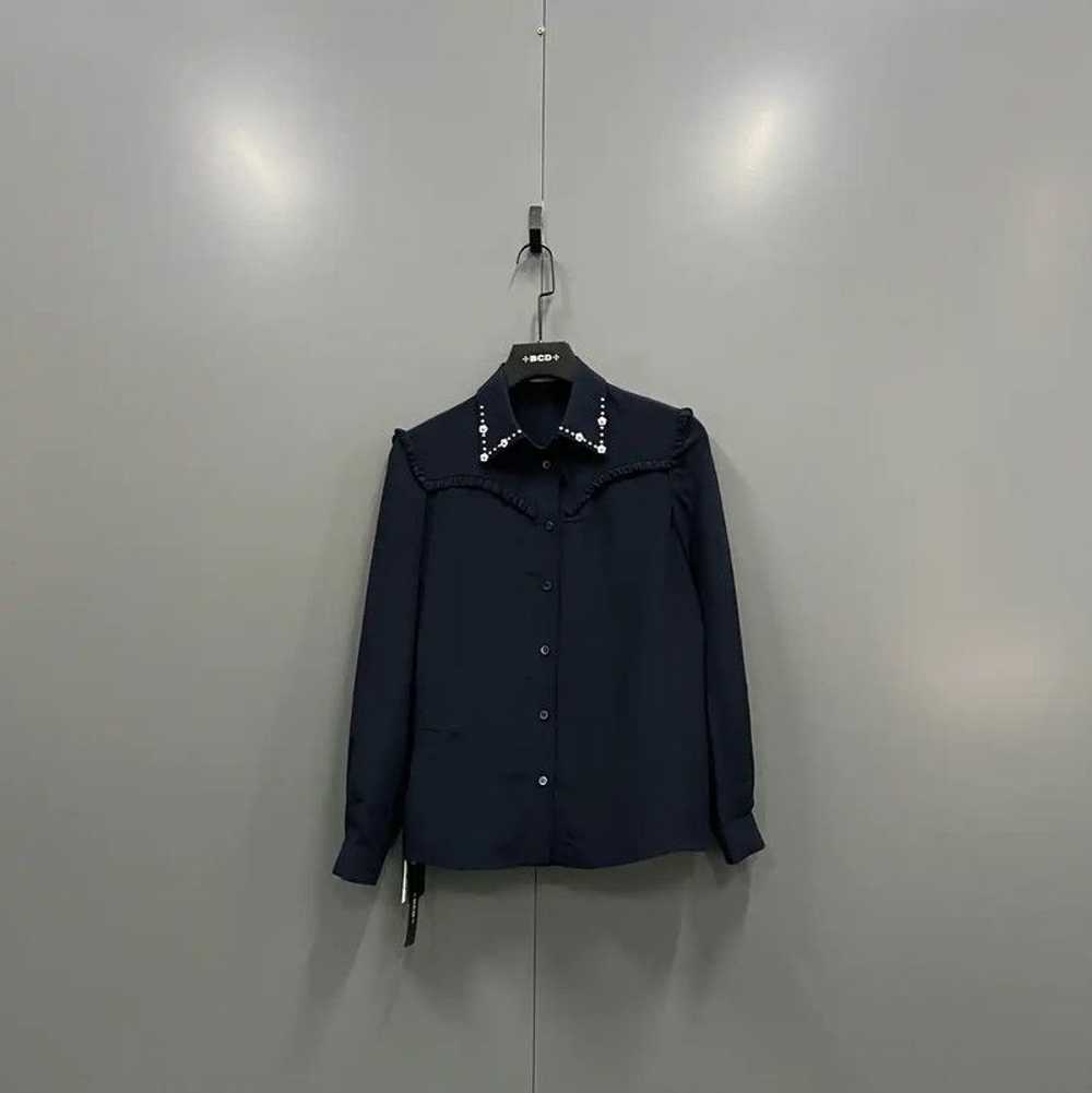 Miu Miu Miu Miu Navy Long Sleeve Button-Up Shirt … - image 1