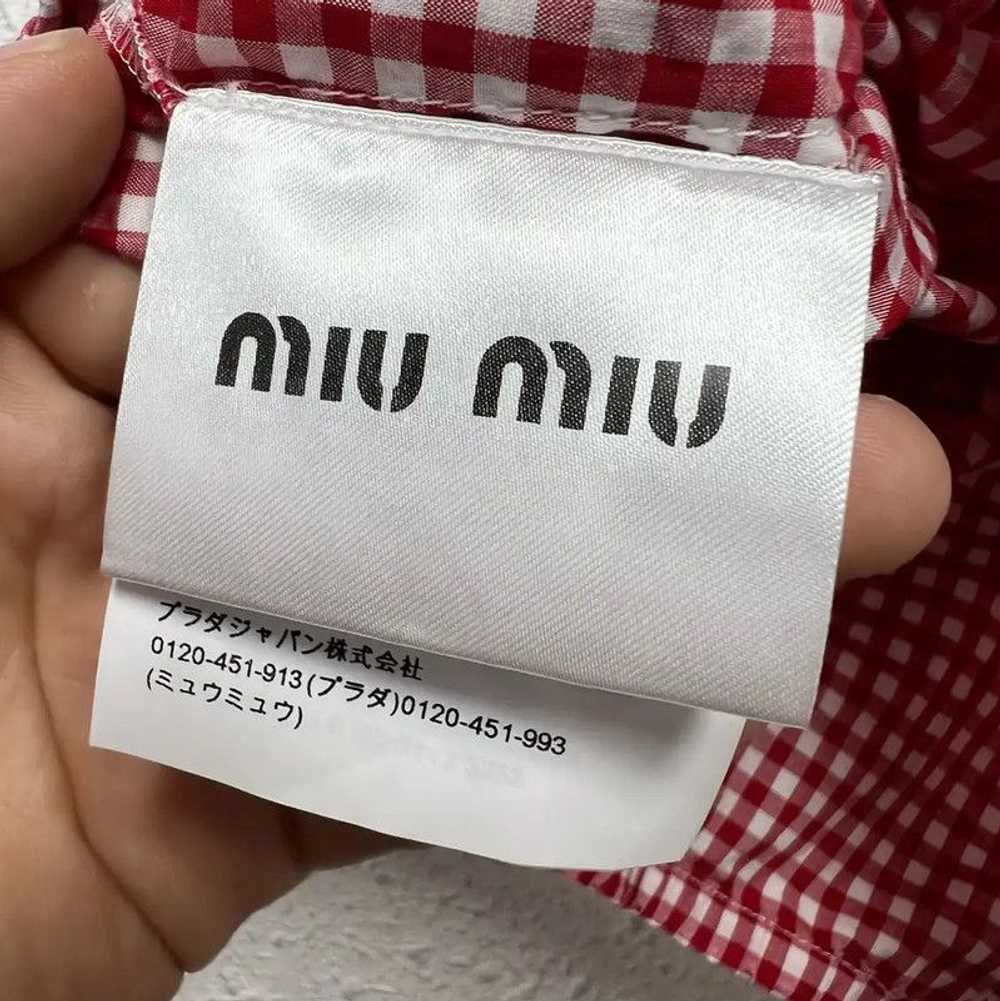 Miu Miu Miu Miu Red Gingham Ruffle Short Sleeve T… - image 4