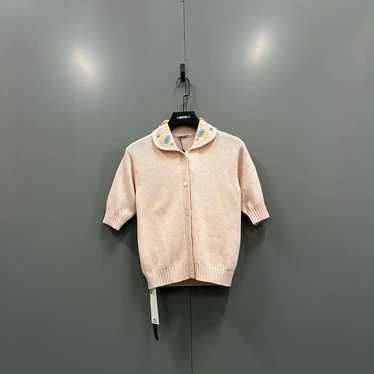Miu Miu Miu Miu Summer Pink Wool Short Sleeve Car… - image 1