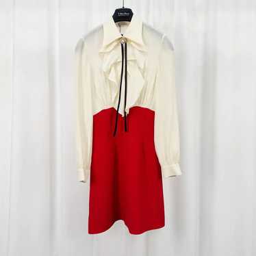 Miu Miu Miu Miu Color Block Silk Dress with Logo … - image 1