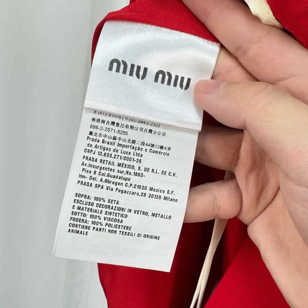 Miu Miu Miu Miu Color Block Silk Dress with Logo … - image 7