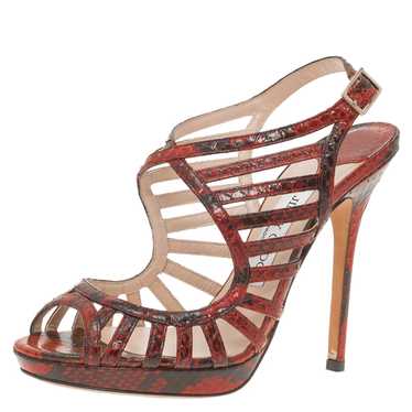 Jimmy Choo Red Python Keenan Python Platform Sand… - image 1