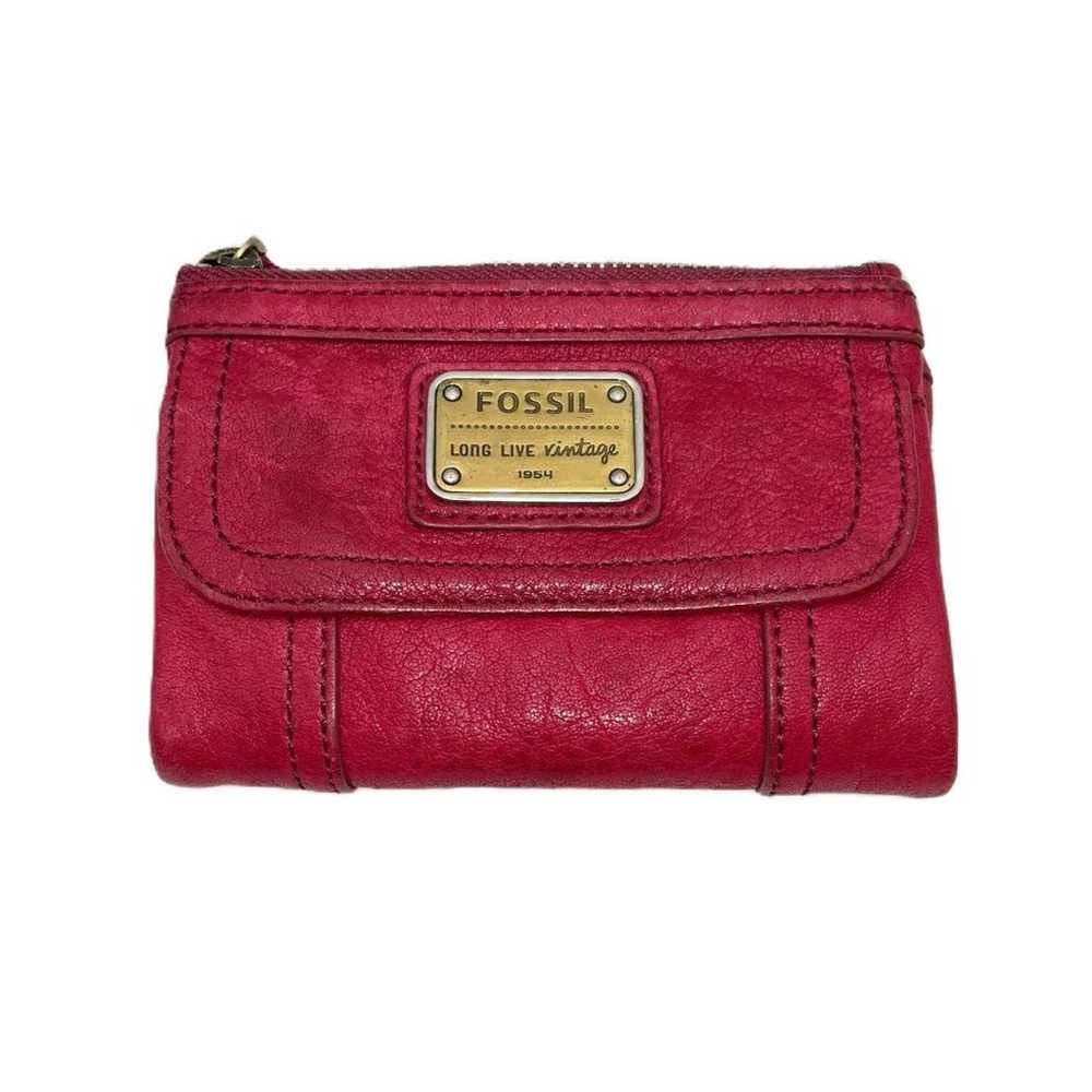 Fossil Raspberry Red Supple Distressed Leather Tr… - image 1