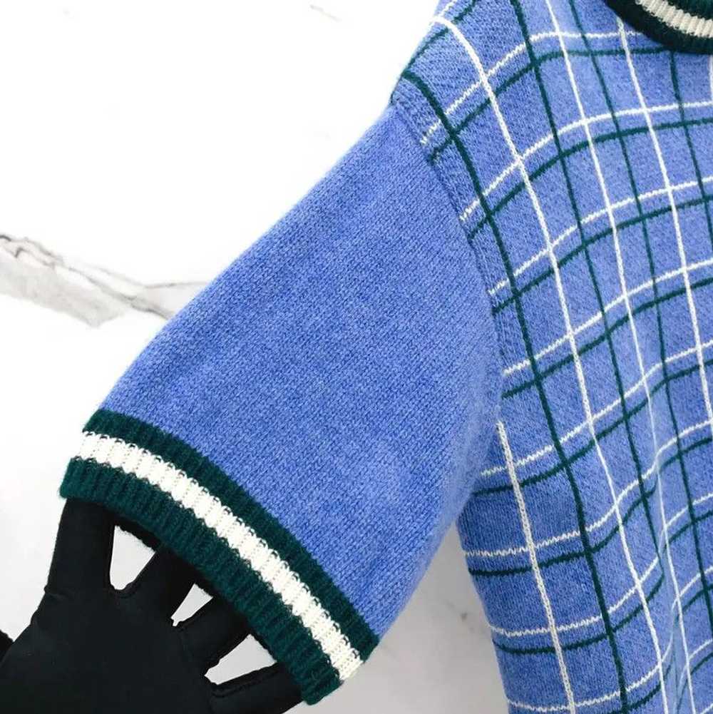 Miu Miu Miu Miu Blue Wool Check Short Sleeve T-Sh… - image 6