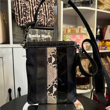 Coach 2006 Signature Stripe Python Trimmed Canvas… - image 1