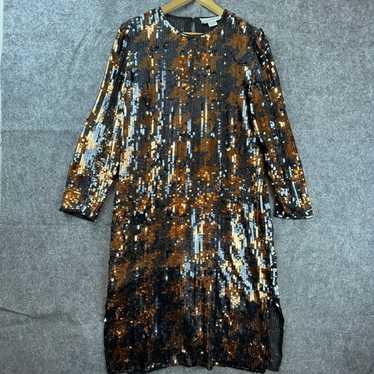Vintage Argenti Notte Dress 10 Black Brown Sequin… - image 1
