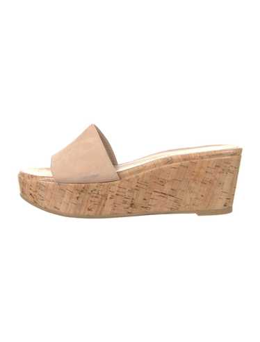 Stuart Weitzman Suede Slides Neutrals Platform - image 1