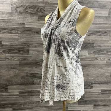 MAURICES Open Style White Script Print Sleeveless… - image 1