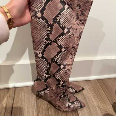 Steve Madden Python Pointed Toe Tall Boots - image 1