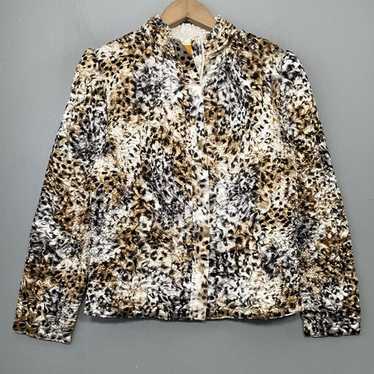 Ruby Rd Leopard Print Jacket Size Small Textured … - image 1