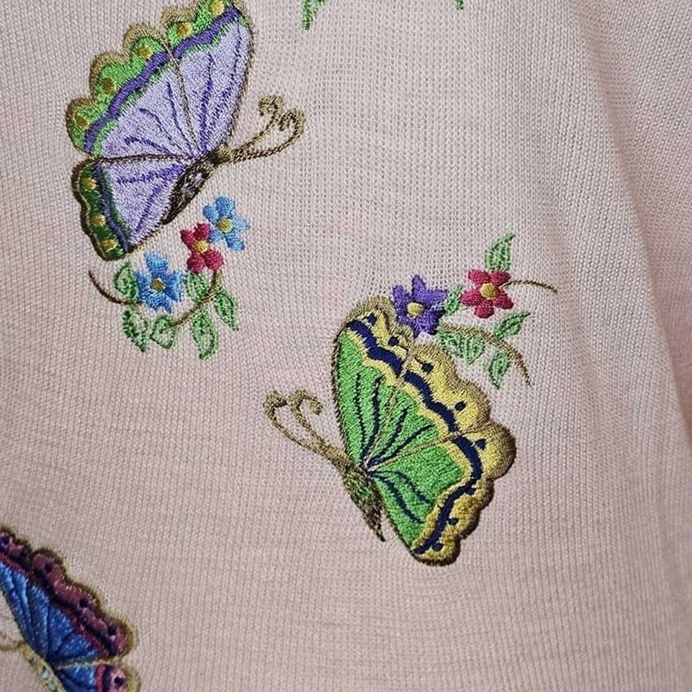 Vintage 70s Womens Medium Sweater Pink Embroidere… - image 5