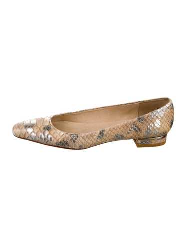Stuart Weitzman Python Flats Gold & Metallic Anim… - image 1