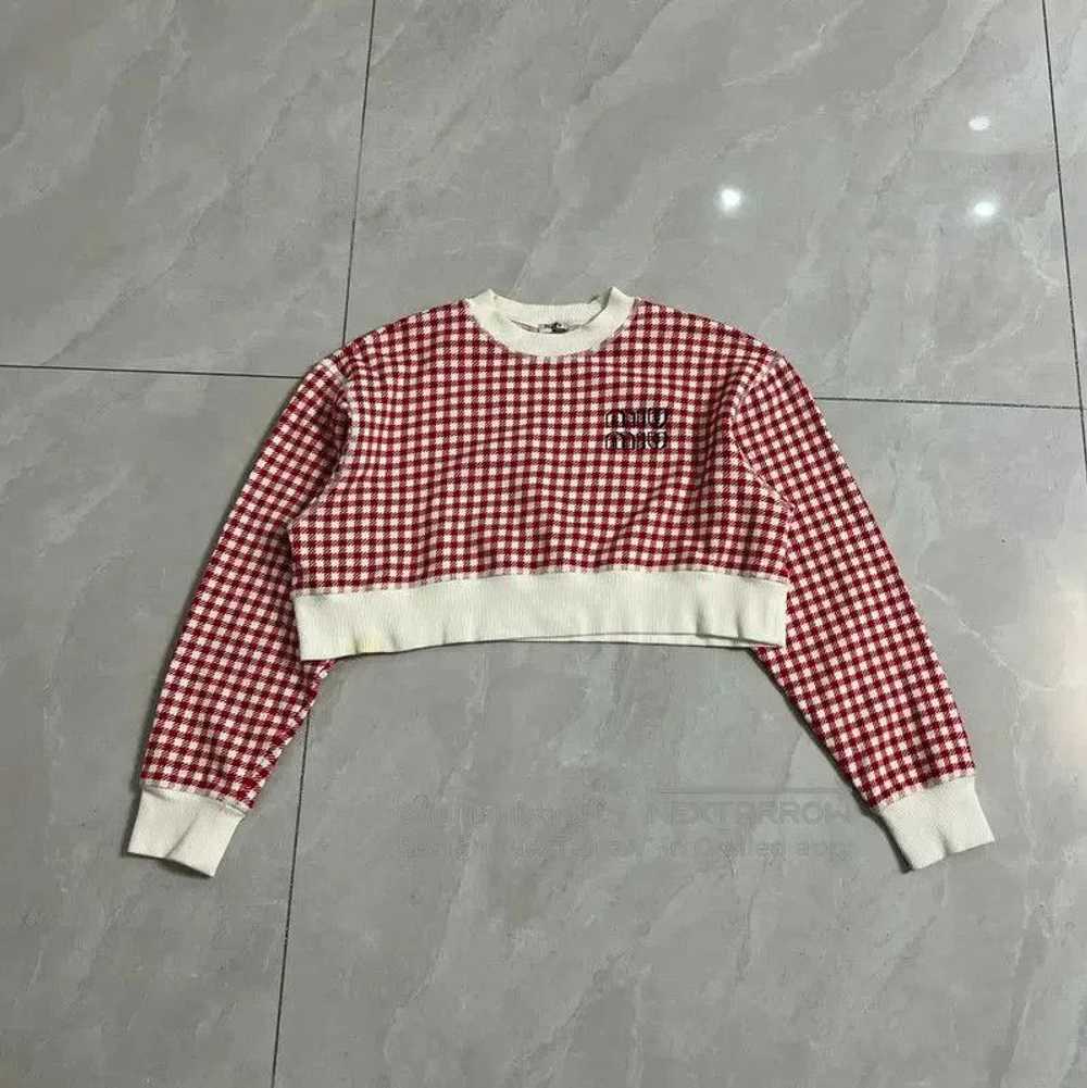 Miu Miu Miu Miu Red Checkered Cotton Sweatshirt . - image 1