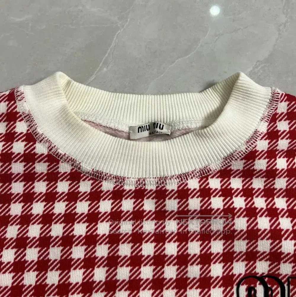 Miu Miu Miu Miu Red Checkered Cotton Sweatshirt . - image 5