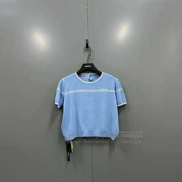 Miu Miu Miu Miu Blue Wool Summer Crop T-Shirt . - image 1