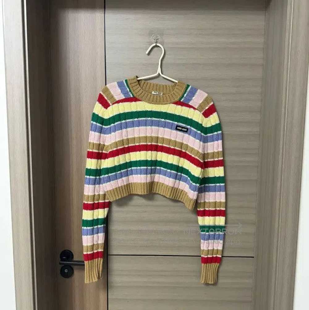 Miu Miu Miu Miu Multicolor Cropped Cashmere Sweat… - image 1