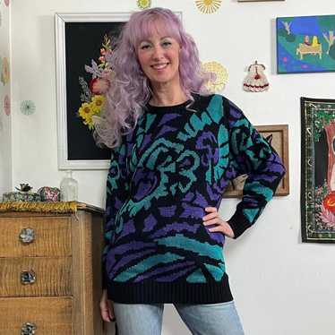 Vintage Women's Sweater - Blue/Purple - L – Vinta… - image 1