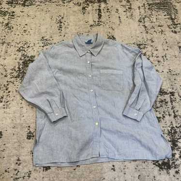 Sigrid Olsen 100% Linen Button Down Striped Shirt… - image 1