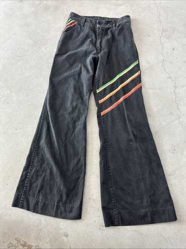 AWESOME Vintage 1970s Faded Glory Black Denim Fla… - image 1