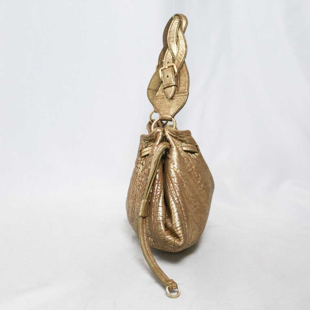 Miu Miu Miu Miu Metallic Distressed Leather Hobo … - image 7