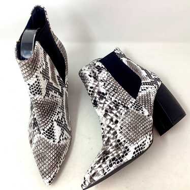Lulus Snake Print Texture Pointed Toe Block Heele… - image 1