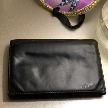 Euc Miu Miu Black Tri Fold Wallet With Zipper - image 1