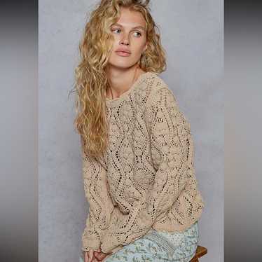 Nip Pol Open Knitted Crochet Pullover Sweater In … - image 1