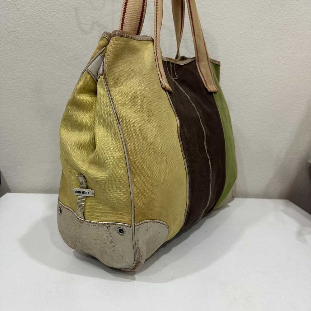 Miu Miu MIU MIU CANVAS SHOPPING TOTE BAG - image 5