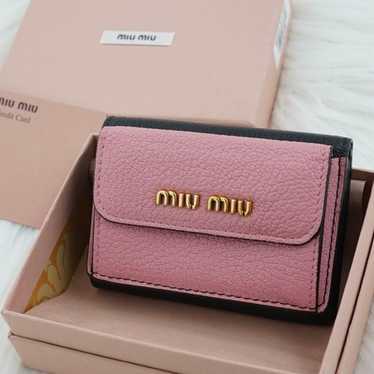 Miu Miu Pink Tri-Fold Wallet Used with Box Rare C… - image 1