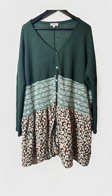 Umgee Button Front Color Block Tunic Oversized La… - image 1