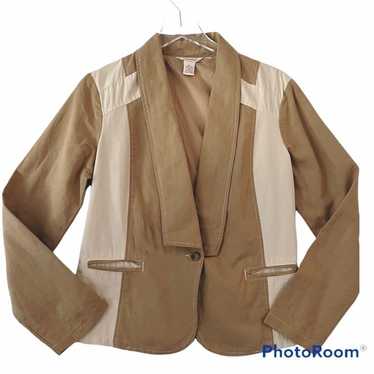 Sundance Linen Blend Color Block Single Button Bl… - image 1