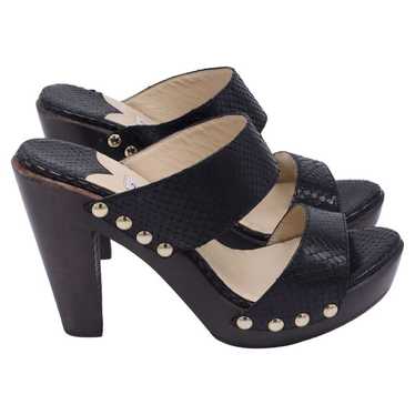 Jimmy Choo Python Embossed Wooden Platform Slides… - image 1