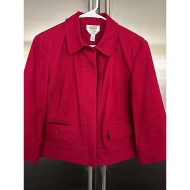 Talbots Red Stretch Jacket Button Front Collared … - image 1