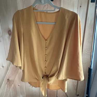 Source Unknown Golden Button-Front Blouse - image 1