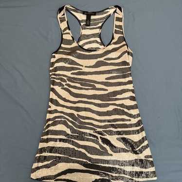 INC shimmering Sequence zebra Print racerback tan… - image 1