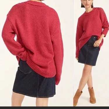 J.Crew Size M Alpaca Wool Raspberry Red Shoulder … - image 1