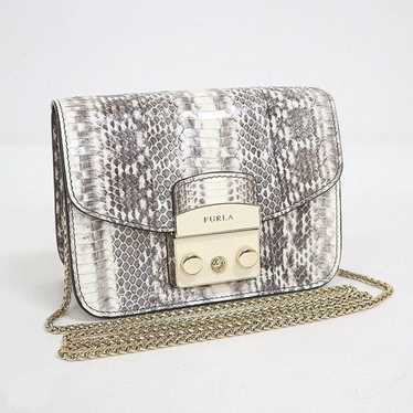 Furla Chain Shoulder Bag Metropolis Python Patter… - image 1