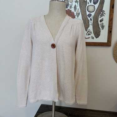 Eddie Bauer Crochet Open-Knit Cardigan Size L Bei… - image 1