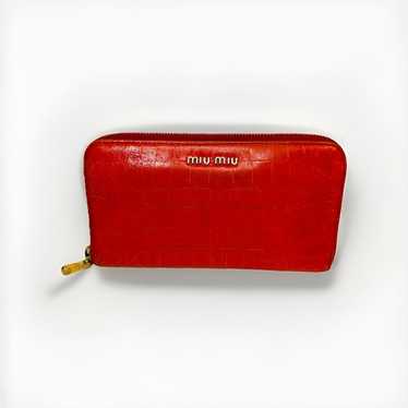 Authentic Miu Miu Red Crocodile Croc Embossed Lea… - image 1