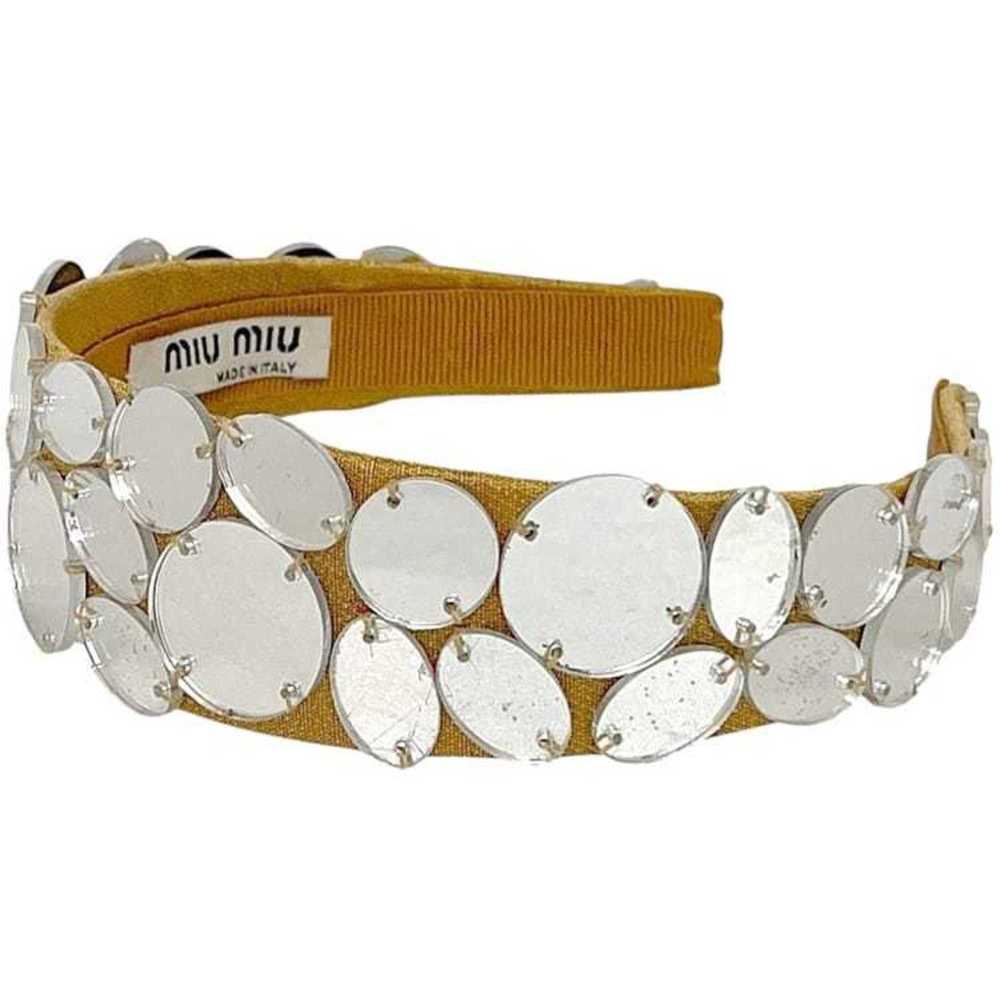 Miu Miu Miu Miu Miu headband ec-24536 beige silve… - image 1