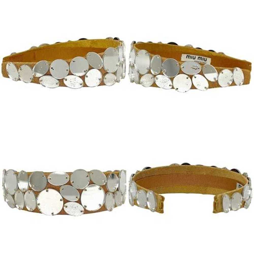 Miu Miu Miu Miu Miu headband ec-24536 beige silve… - image 3