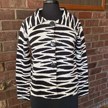 Chico’s Zebra Print Button Front Stretch Sweater … - image 1