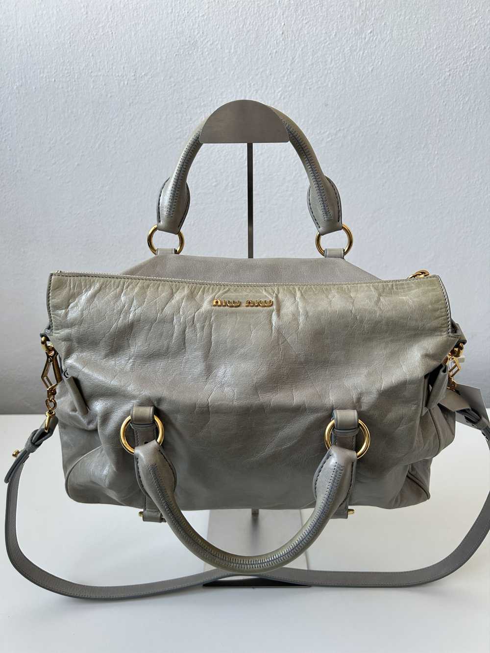 Miu Miu Miu miu vitello bow bag in blueish gray - image 6