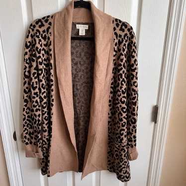 Ruby Moon Leopard Print Open Front Cardigan Sweat… - image 1