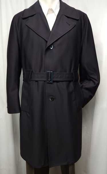 SEARS Vintage 70s Travel Knit Coat 42 Navy Trench… - image 1
