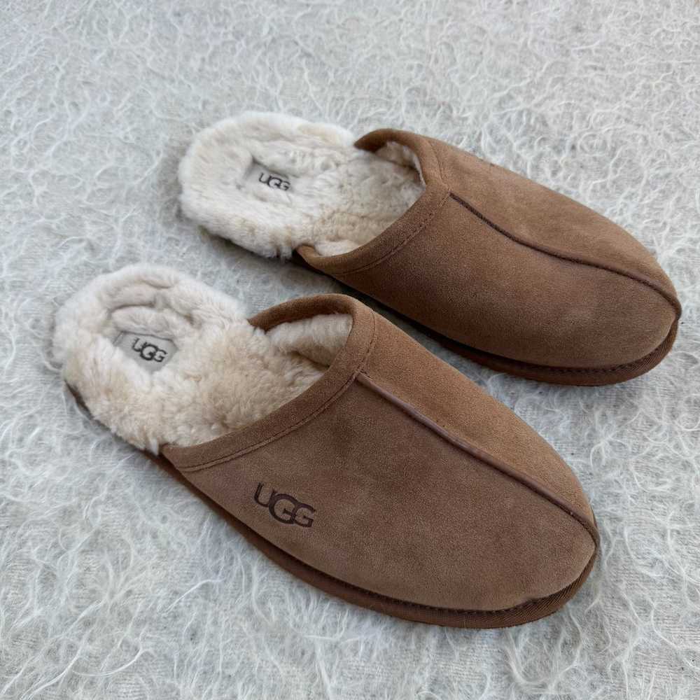 UGG Chestnut Suede Shearling Lined Slippers – Men… - image 1
