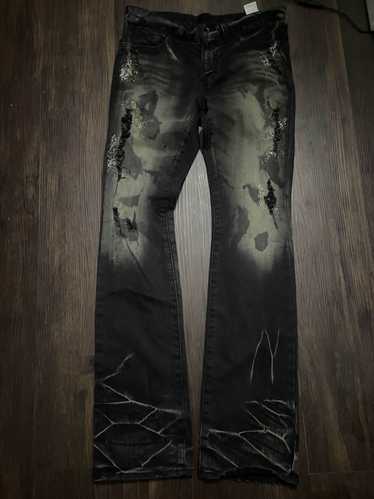 Japanese Brand Flared Distressed Semantic Design … - image 1