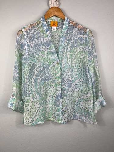 Ruby Rd. Women's Button-Up Roll Tab Sleeve Sheer … - image 1